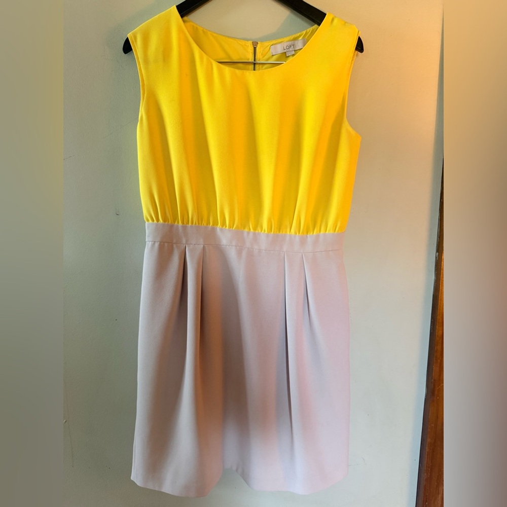 LOFT Bright Yellow Sleeveless Shift Dress